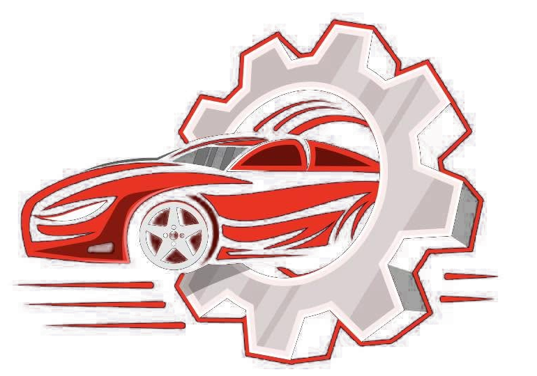JJ Autos red car and silver gear emblem